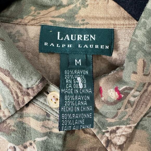 Lauren Ralph Lauren Equestrian Fox Hunt Shirt Women’s Medium Horse Print VTG - Picture 7 of 7